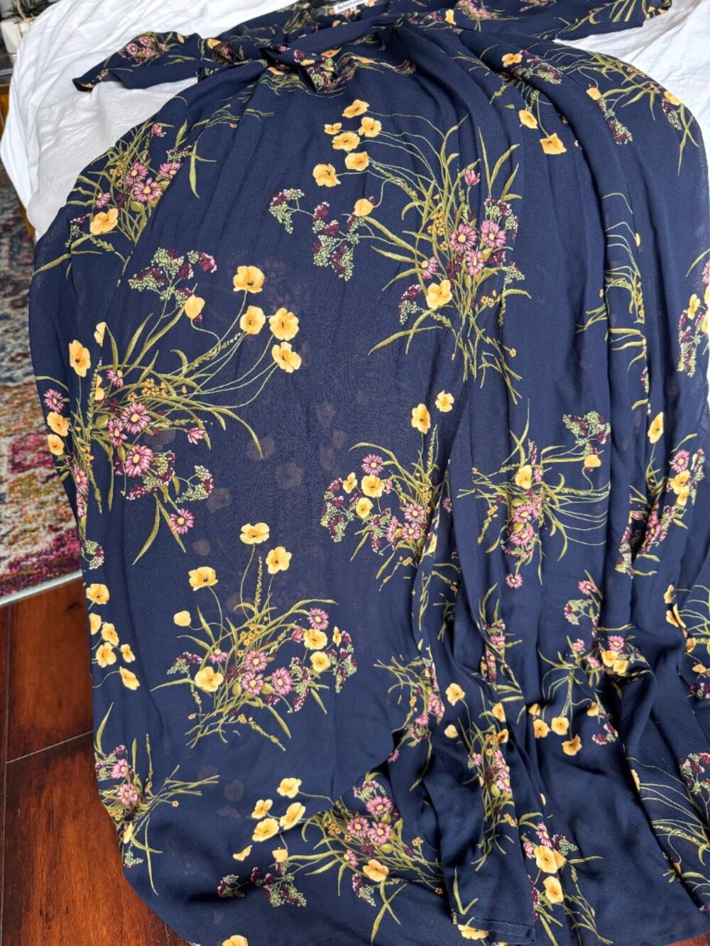 Reformation Winslow Wrap Dress Mademoiselle Navy Floral XL NWOT - Picture 10 of 10